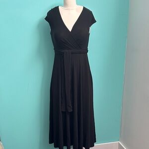 DKNY Black Midi Wrap Dress